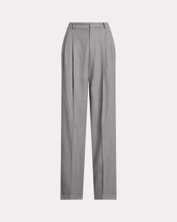 Wool-Blend Flannel Straight-Leg Trouser