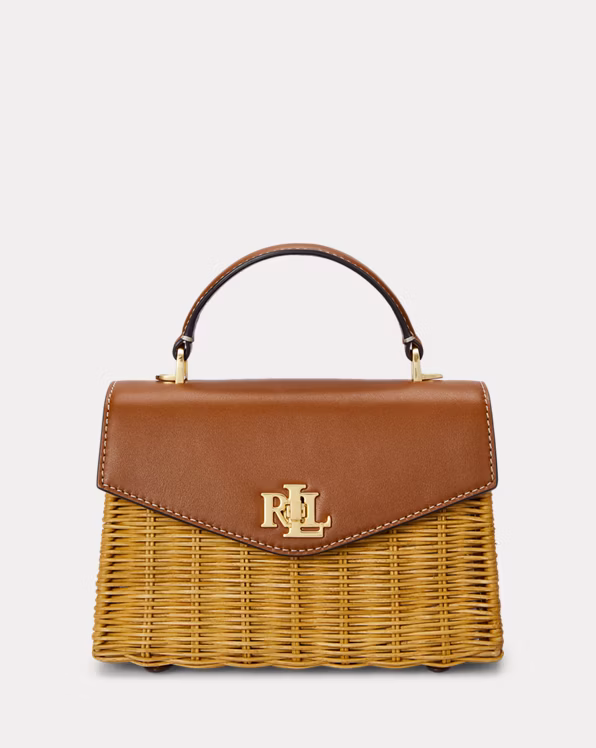 Rattan & Leather Small Farrah Satchel
