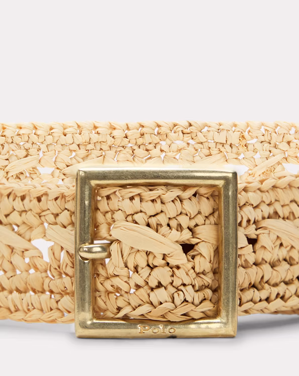 Square-Buckle Raffia Belt