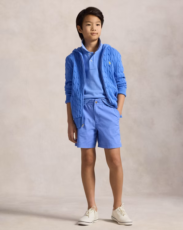 Cable Cotton Hooded Full-Zip Jumper