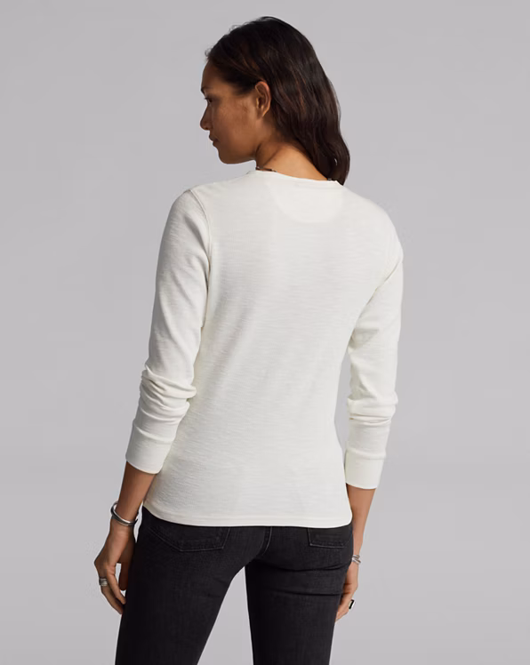 Waffle-Knit Cotton Henley