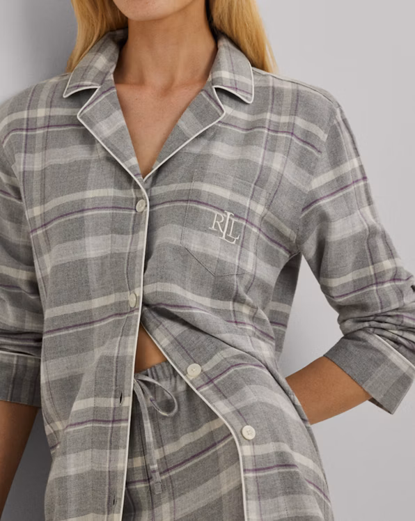 Plaid Herringbone Twill Sleep Set