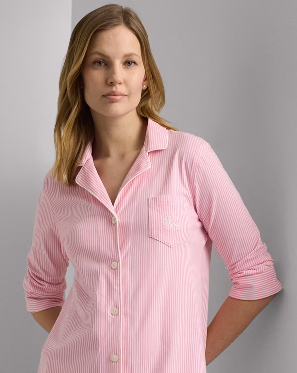 Striped Cotton Jersey Sleep Shirt