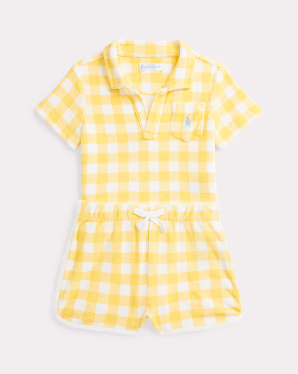 Gingham Terry Polo Shirt & Short Set