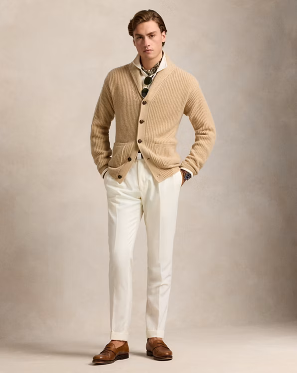 Textured Wool-Cashmere Shawl Cardigan